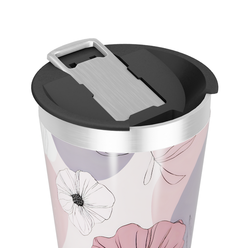 Copo Térmico - Floral Rosa Aço Inox