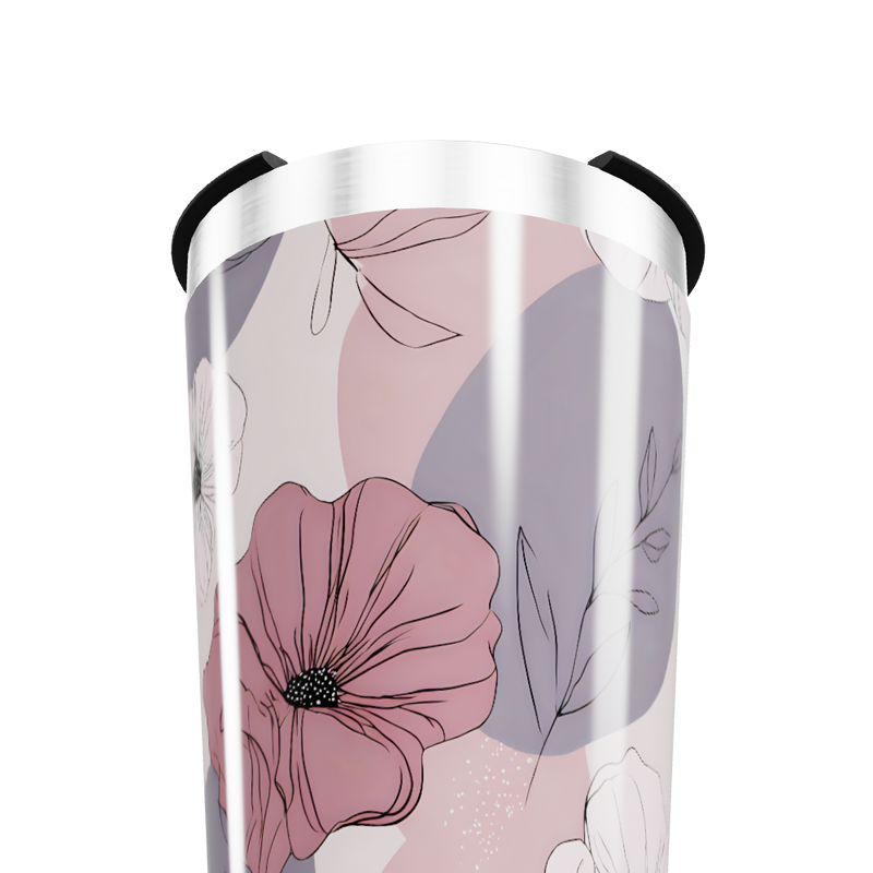Copo Térmico - Floral Rosa Aço Inox