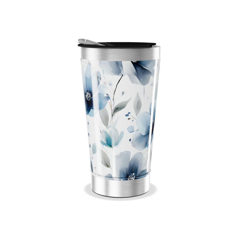 Copo Térmico - Floral Azul Inox