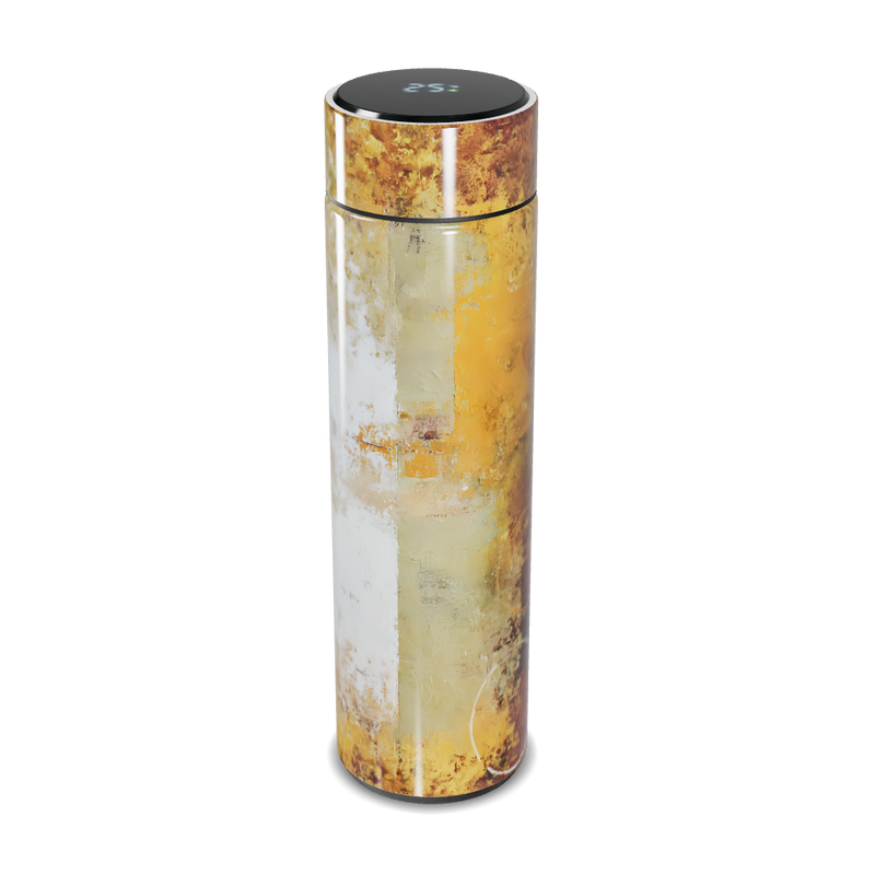 Garrafa Térmica Touch - Metálica Amarela Abstrata