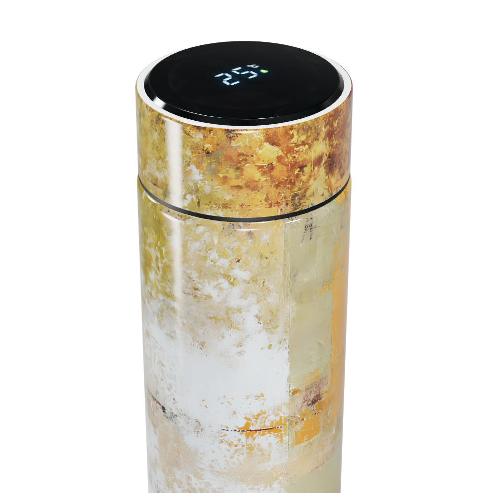 Garrafa Térmica Touch - Metálica Amarela Abstrata