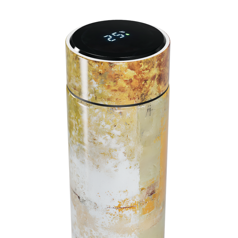 Garrafa Térmica Touch - Metálica Amarela Abstrata