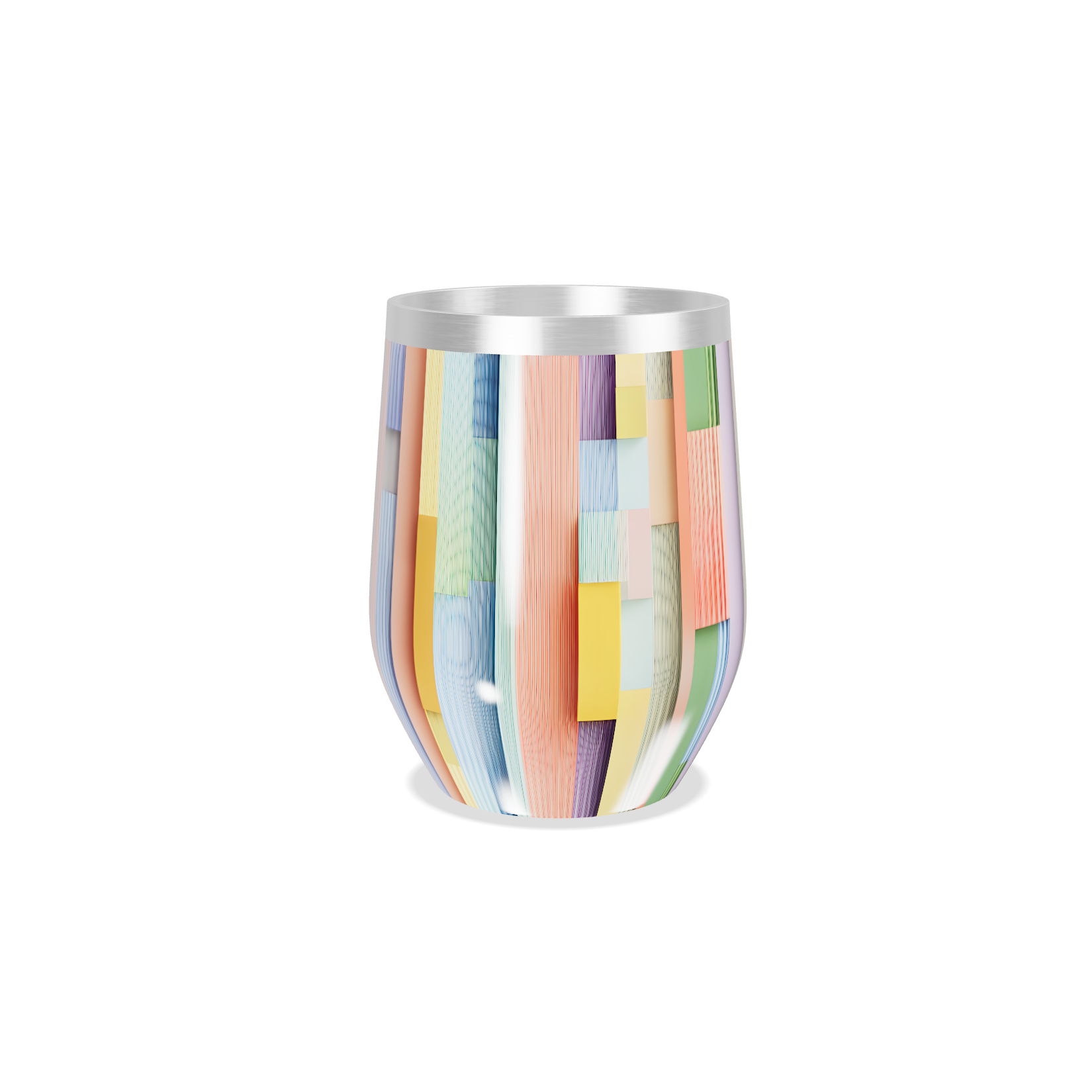 Copo Térmico Slim - Listrado Multicolorido Inox