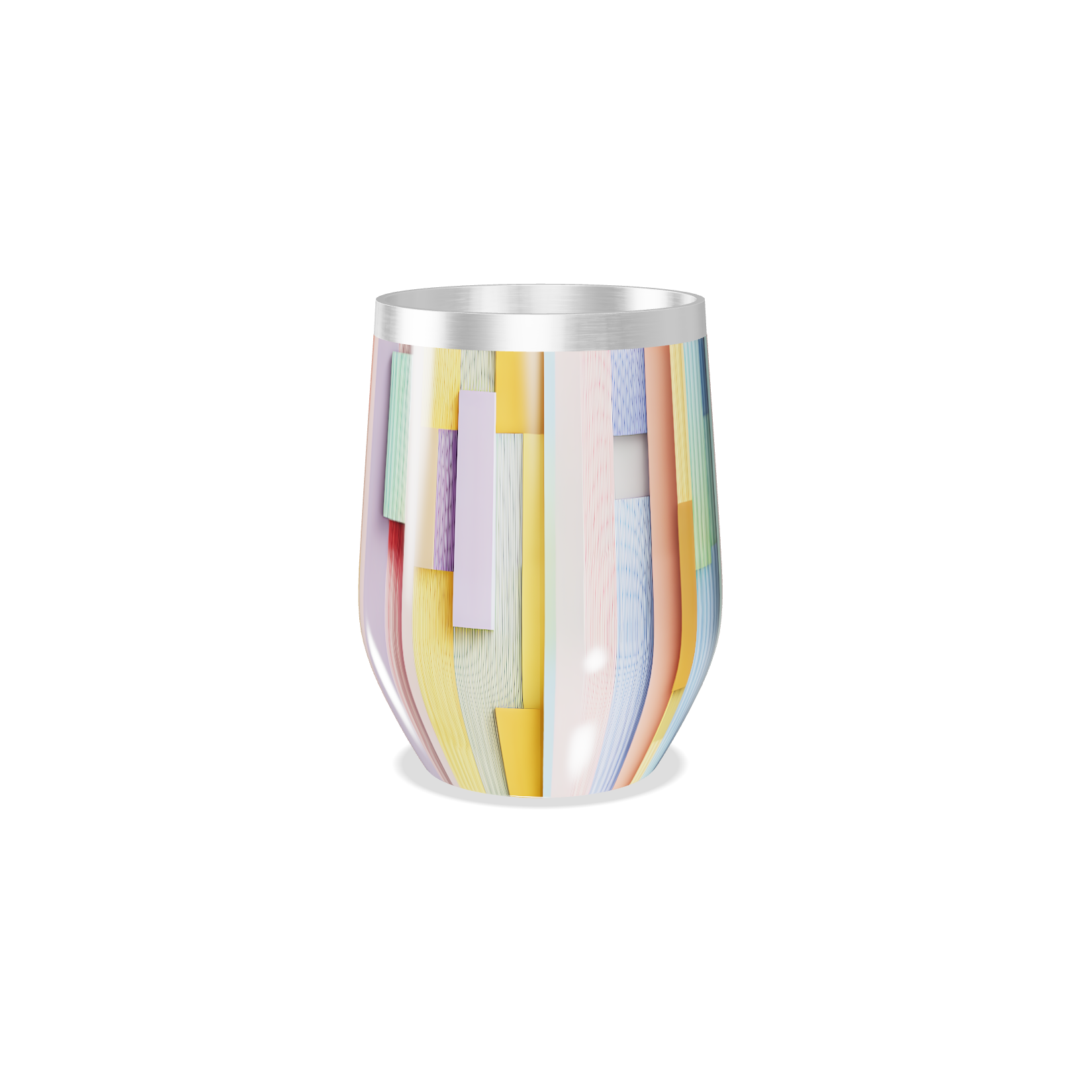 Copo Térmico Slim - Listrado Multicolorido Inox