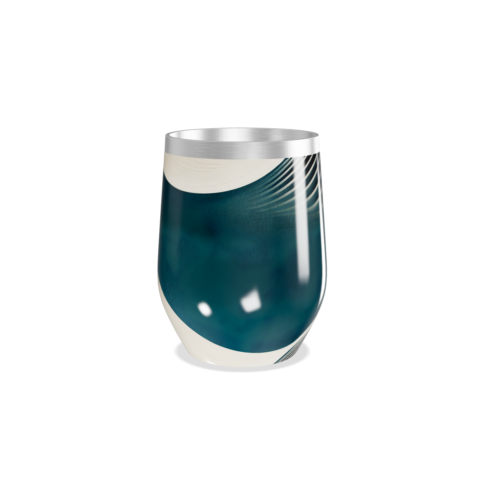 Copo Térmico Slim Azul com Faixas Brancas