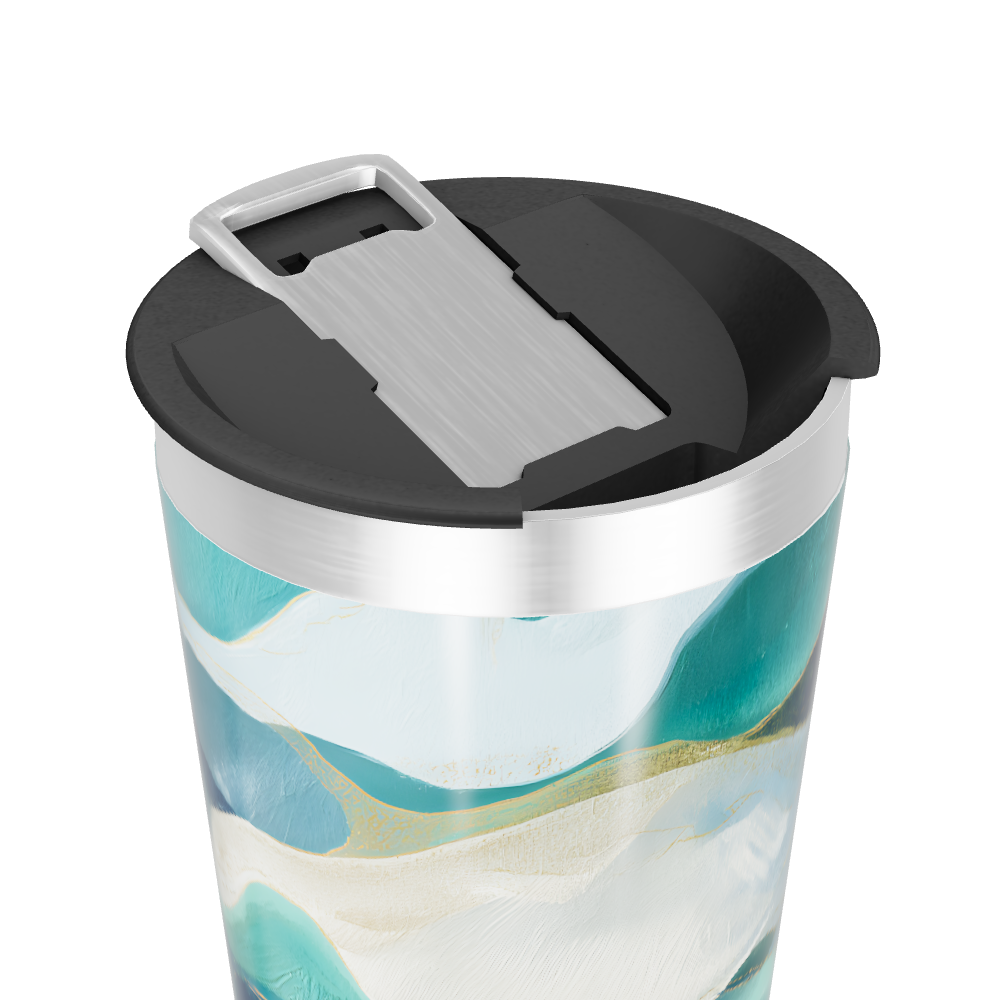 Copo Térmico - Azul com Estampa Abstrata