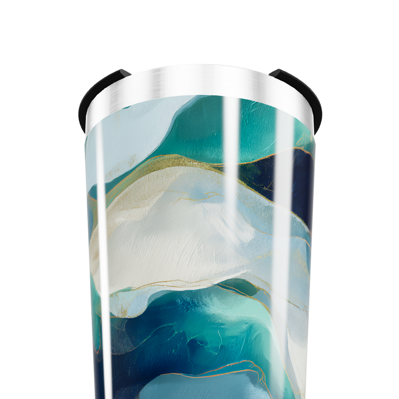 Copo Térmico - Azul com Estampa Abstrata