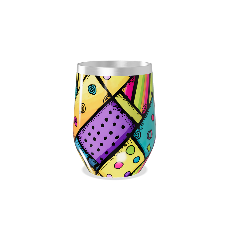 Copo Térmico Slim - Colorido Geométrico Aço