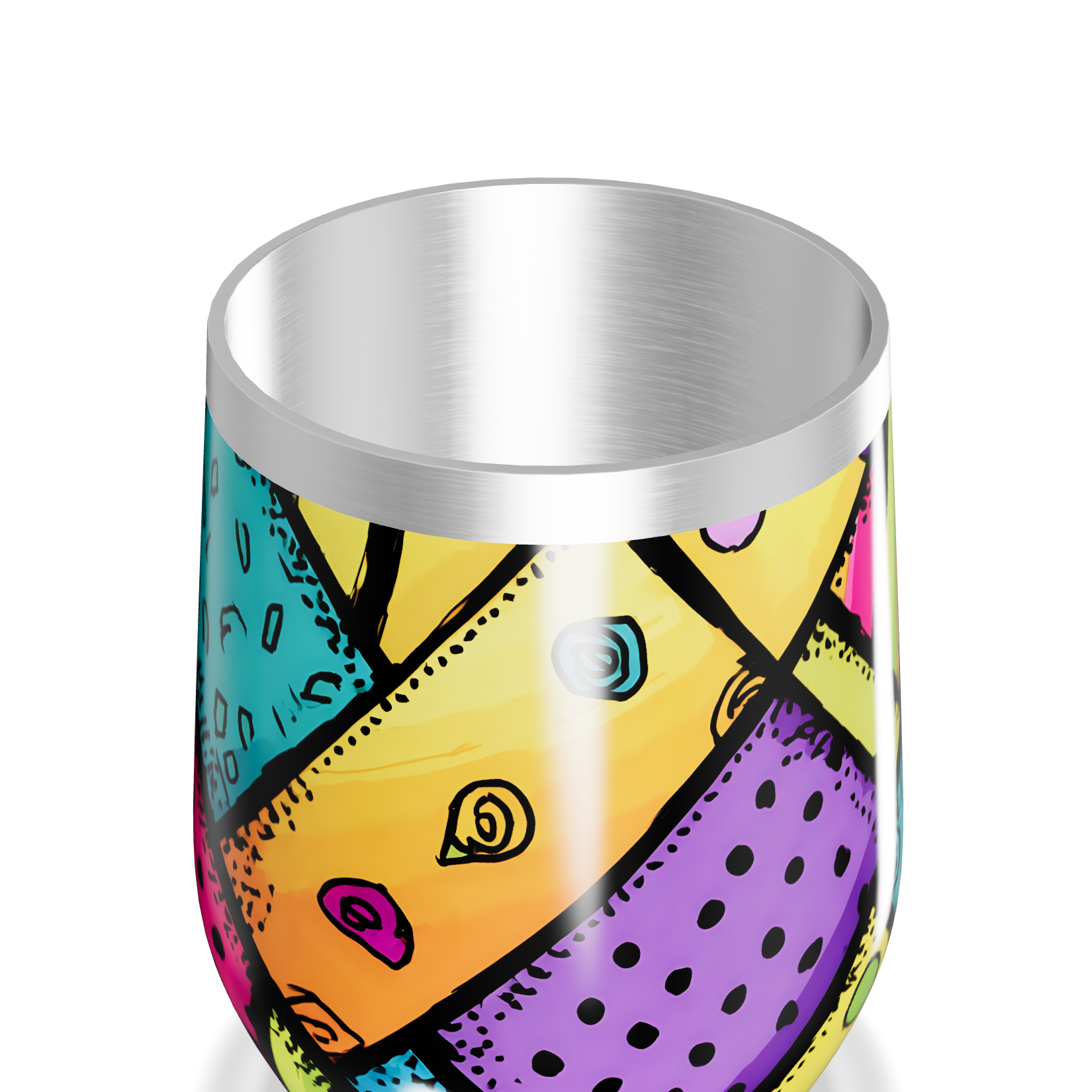 Copo Térmico Slim - Colorido Geométrico Aço