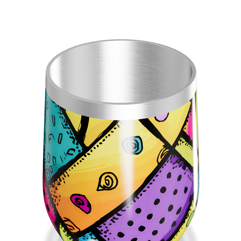 Copo Térmico Slim - Colorido Geométrico Aço