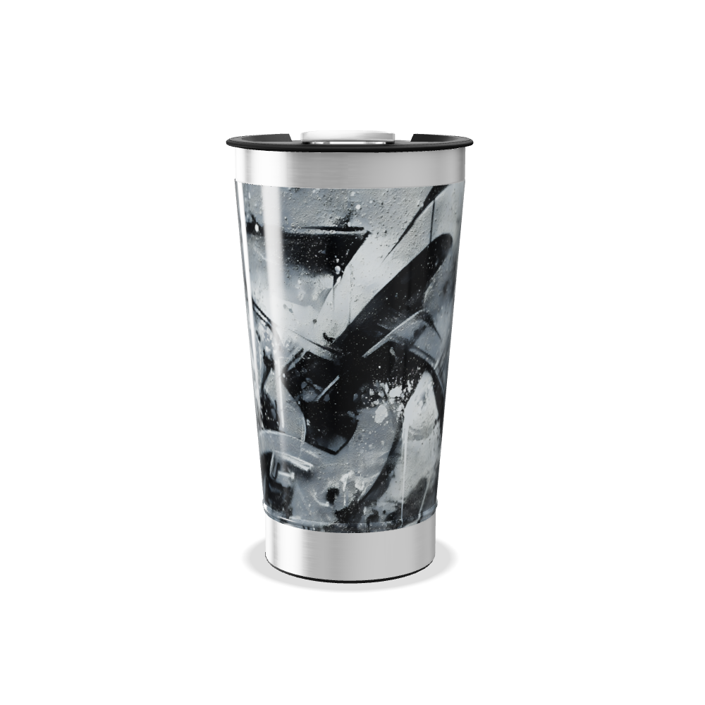 Copo Térmico - Estampa Abstrata Preto e Branco