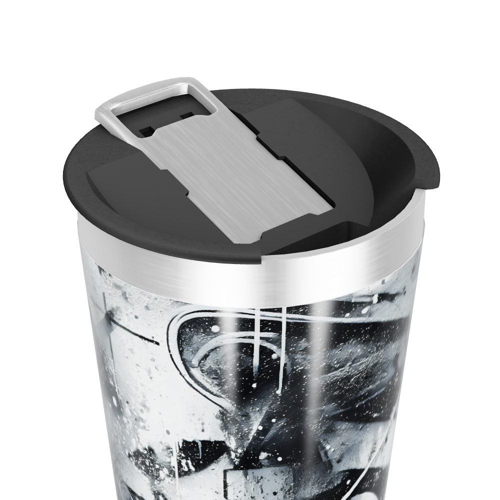 Copo Térmico - Estampa Abstrata Preto e Branco