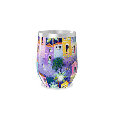 Copo Térmico Slim - Estampa Casarios Coloridos