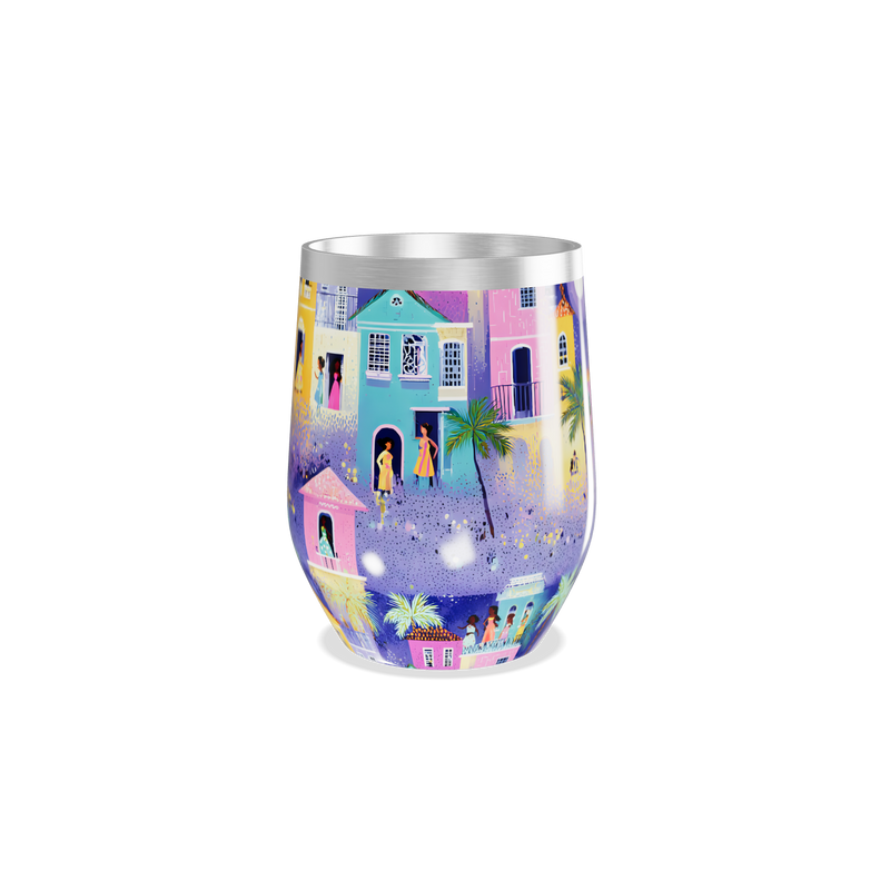 Copo Térmico Slim - Estampa Casarios Coloridos
