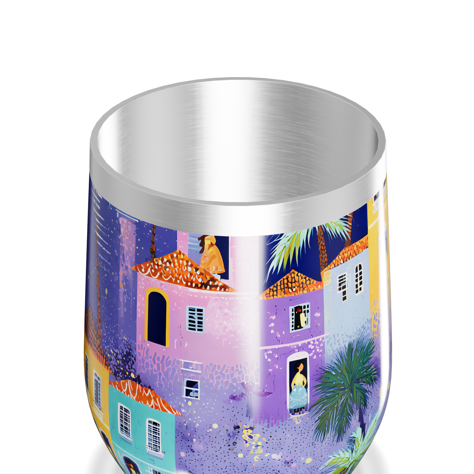 Copo Térmico Slim - Estampa Casarios Coloridos