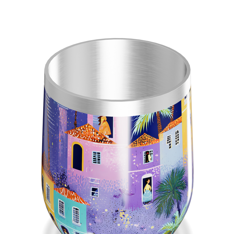 Copo Térmico Slim - Estampa Casarios Coloridos