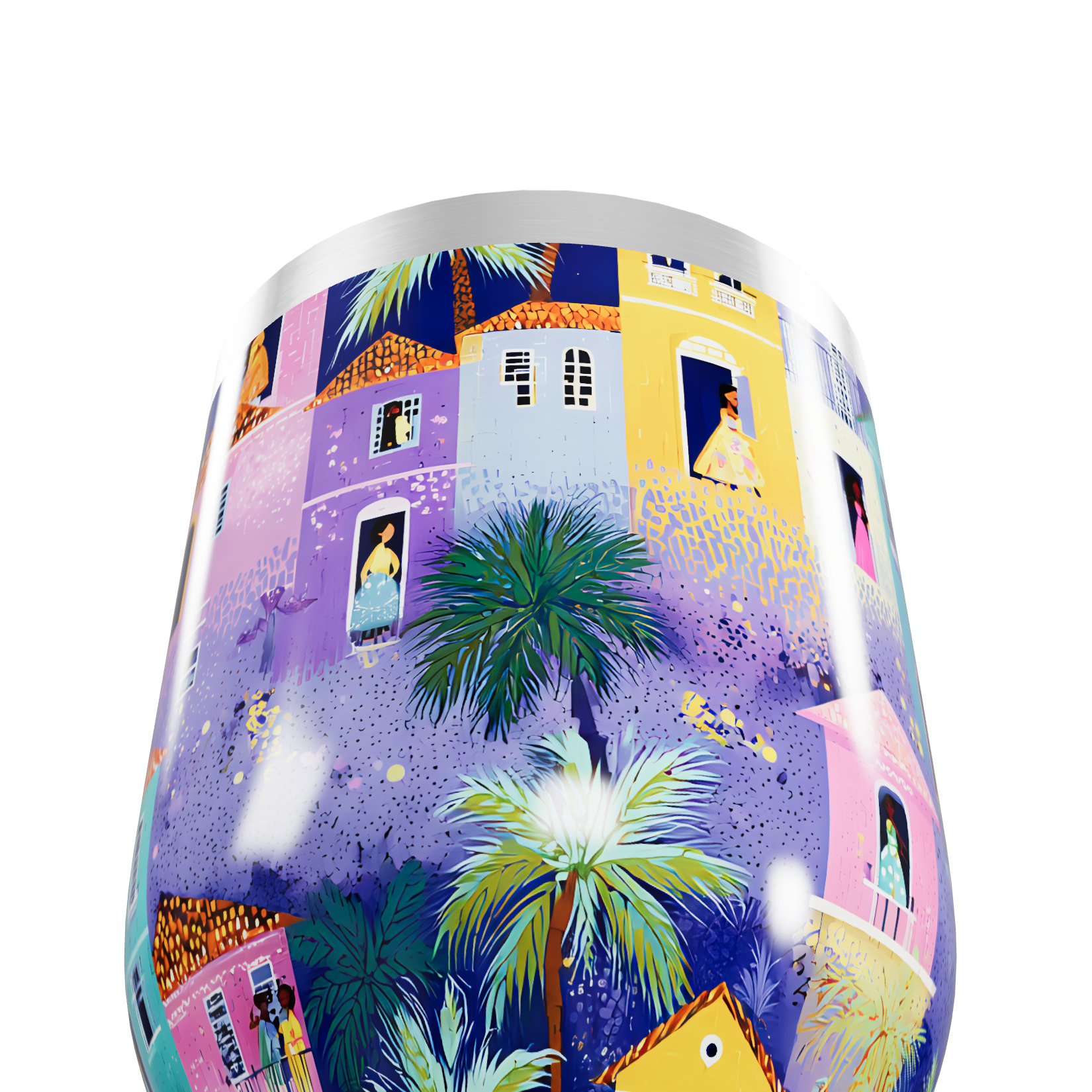 Copo Térmico Slim - Estampa Casarios Coloridos