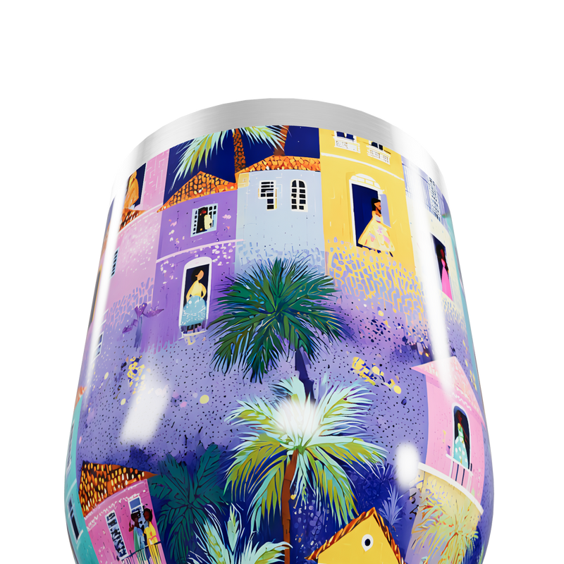 Copo Térmico Slim - Estampa Casarios Coloridos