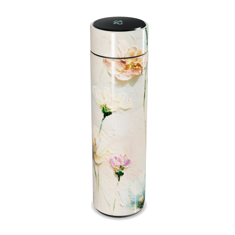 Garrafa Térmica Touch - Floral Digital Branco