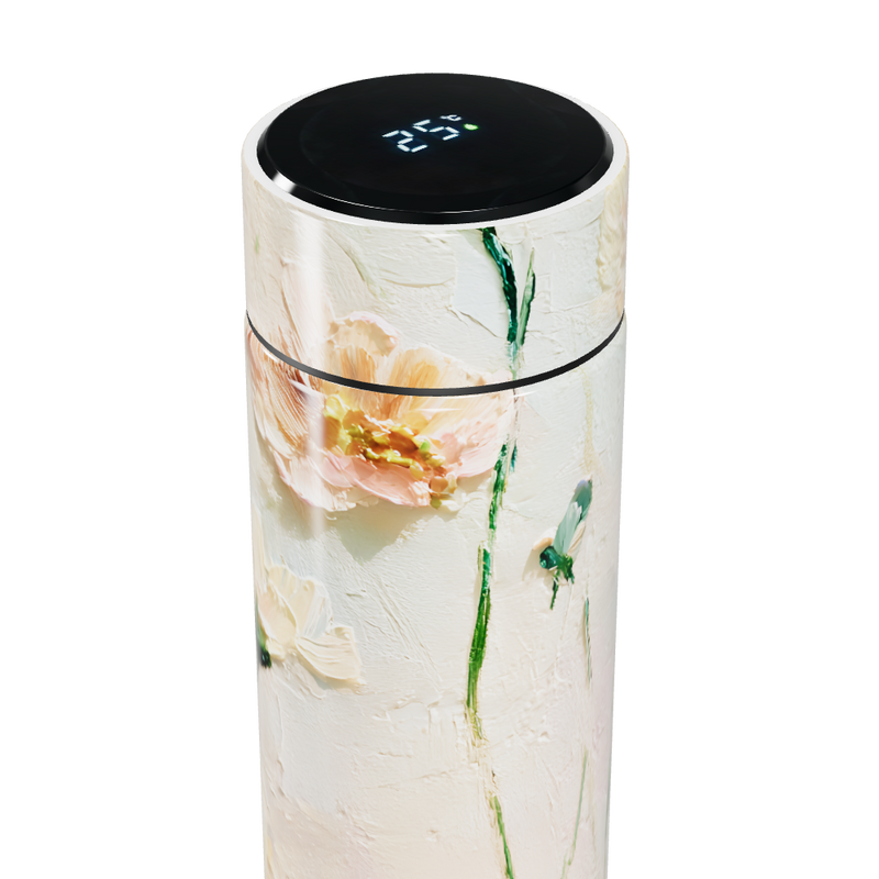 Garrafa Térmica Touch - Floral Digital Branco