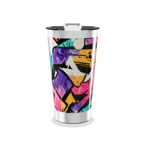 Copo Térmico - Colorido Abstrato Aço Inox