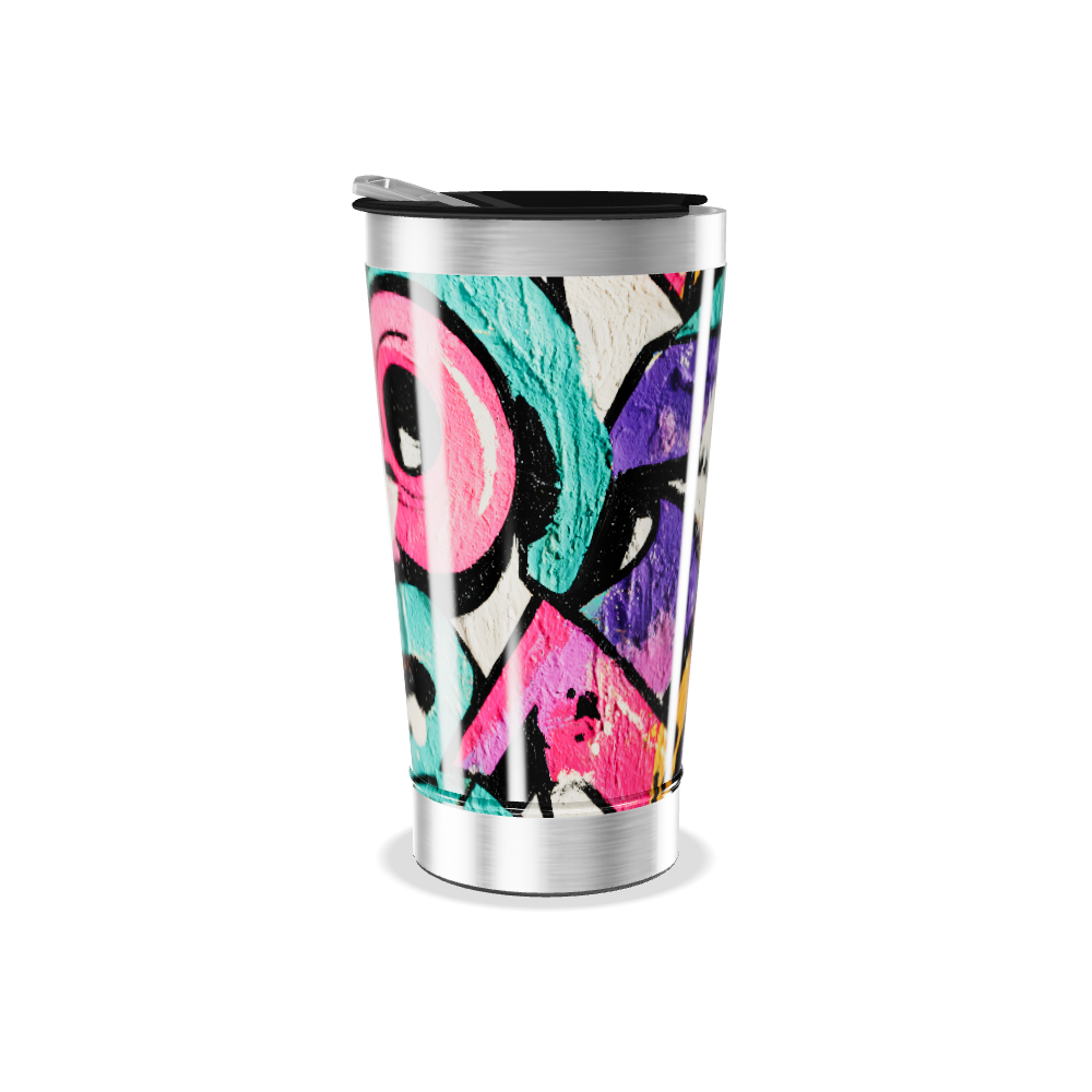Copo Térmico - Colorido Abstrato Aço Inox