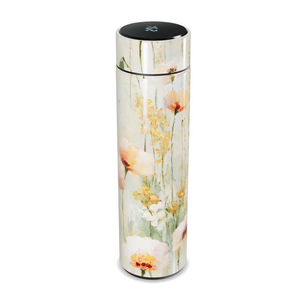 Garrafa Térmica Touch - Floral Digital Branco