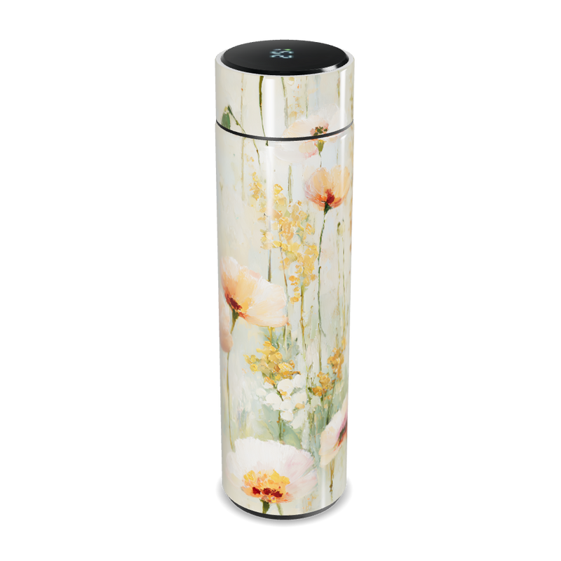 Garrafa Térmica Touch - Floral Digital Branco