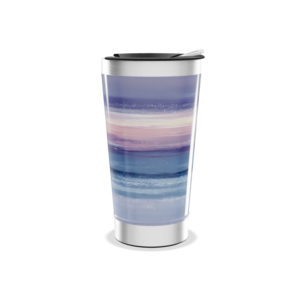 Copo Térmico - Estampa Listrada Azul Lilás