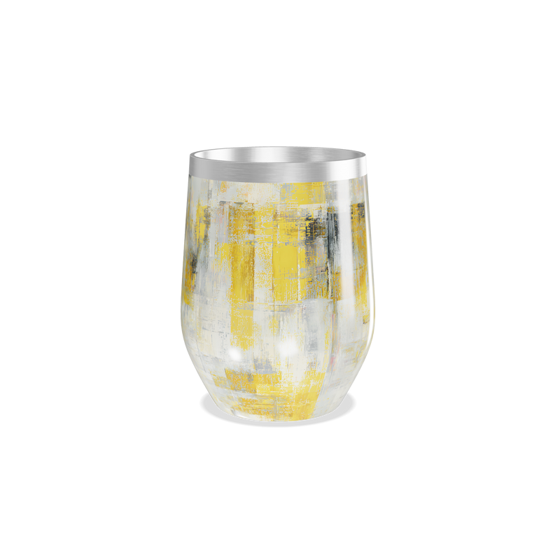 Copo Térmico Slim - Abstrato Amarelo e Cinza