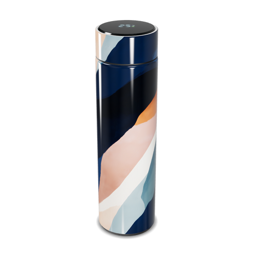 Garrafa Térmica Touch - Azul com Estampa Abstrata