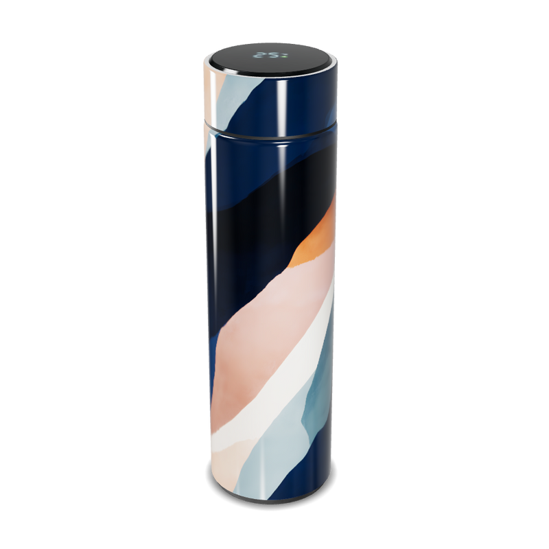 Garrafa Térmica Touch - Azul com Estampa Abstrata