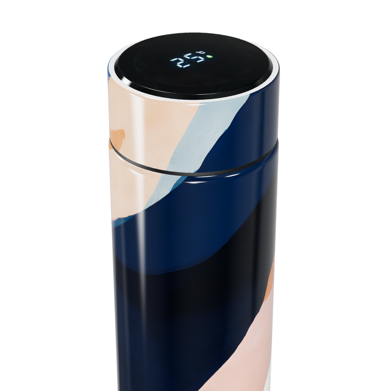 Garrafa Térmica Touch - Azul com Estampa Abstrata