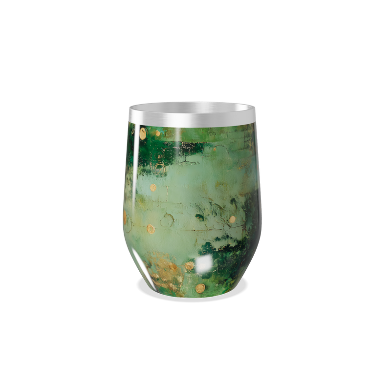 Copo Térmico Slim - Verde com Detalhes Dourados