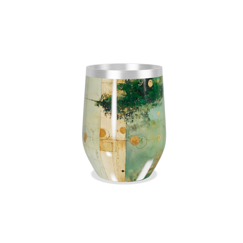 Copo Térmico Slim - Verde com Detalhes Dourados