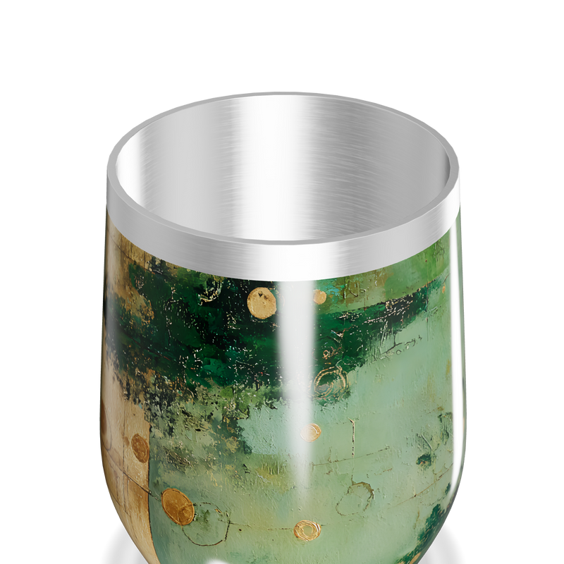 Copo Térmico Slim - Verde com Detalhes Dourados