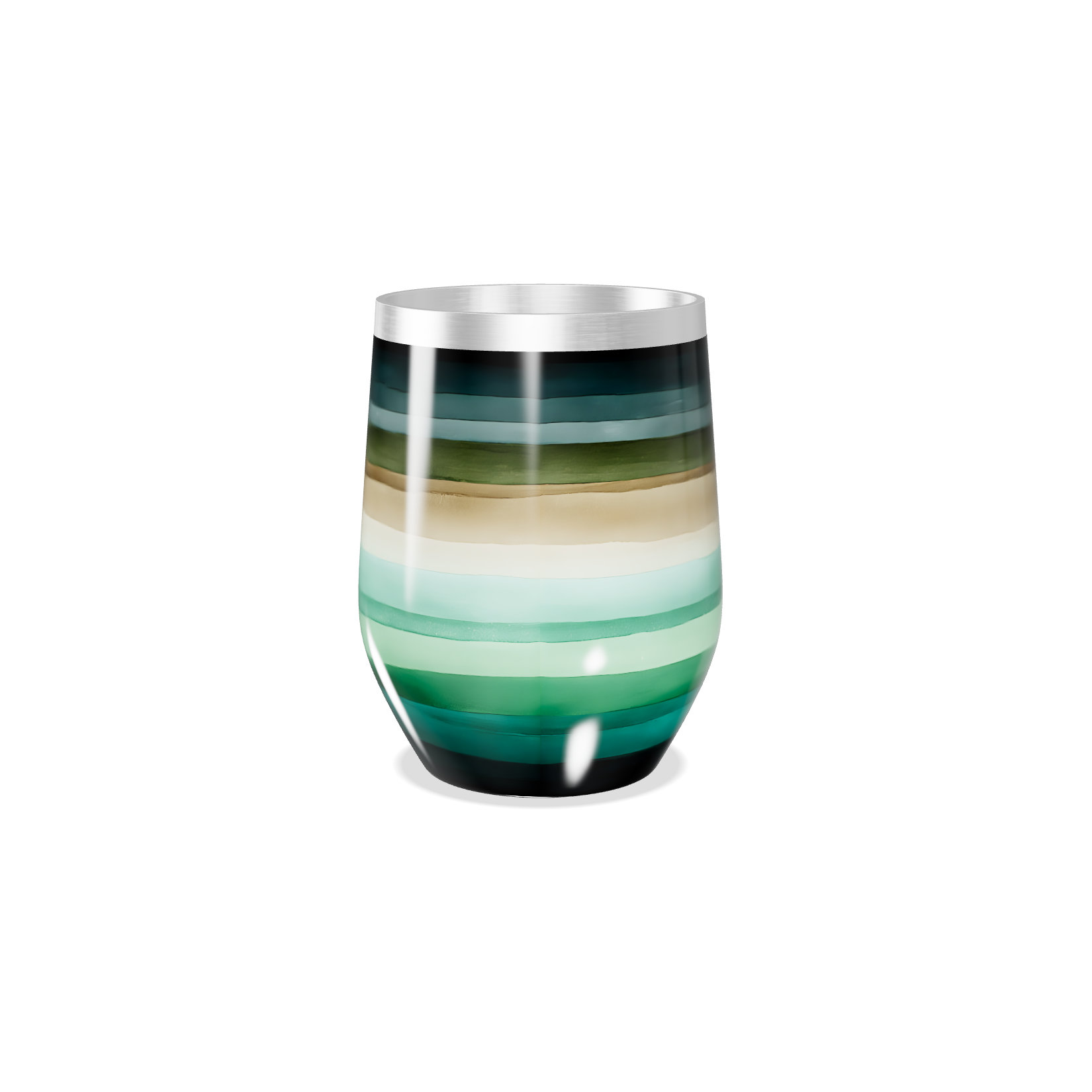 Copo Térmico Slim - Listras Coloridas Inox