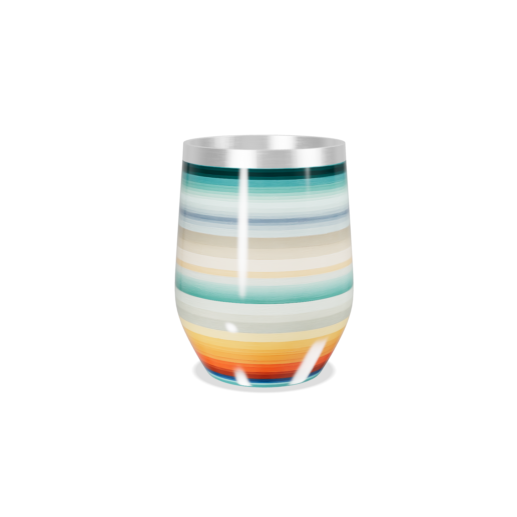 Copo Térmico Slim - Listras Coloridas Inox