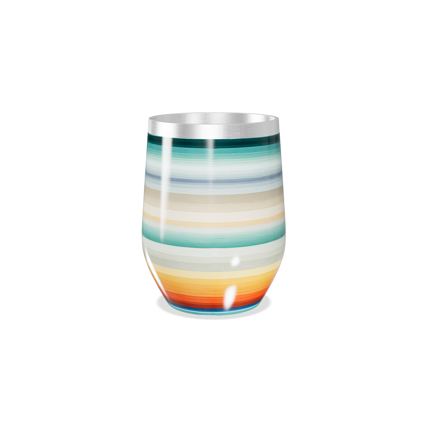 Copo Térmico Slim - Listras Coloridas Inox