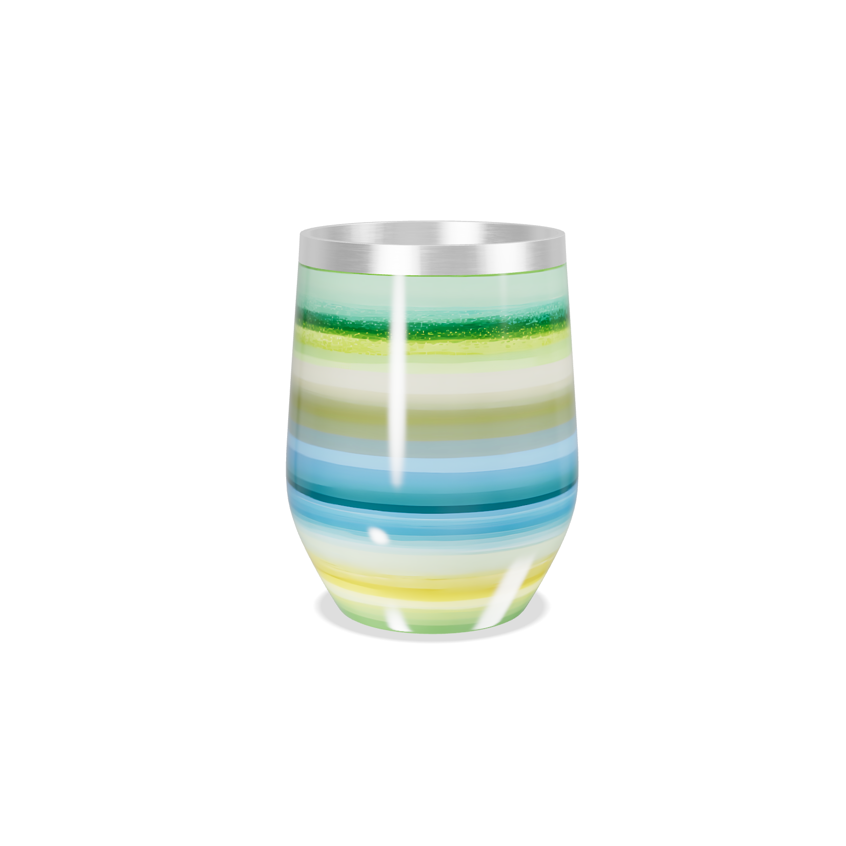 Copo Térmico Slim - Listras Coloridas Aço