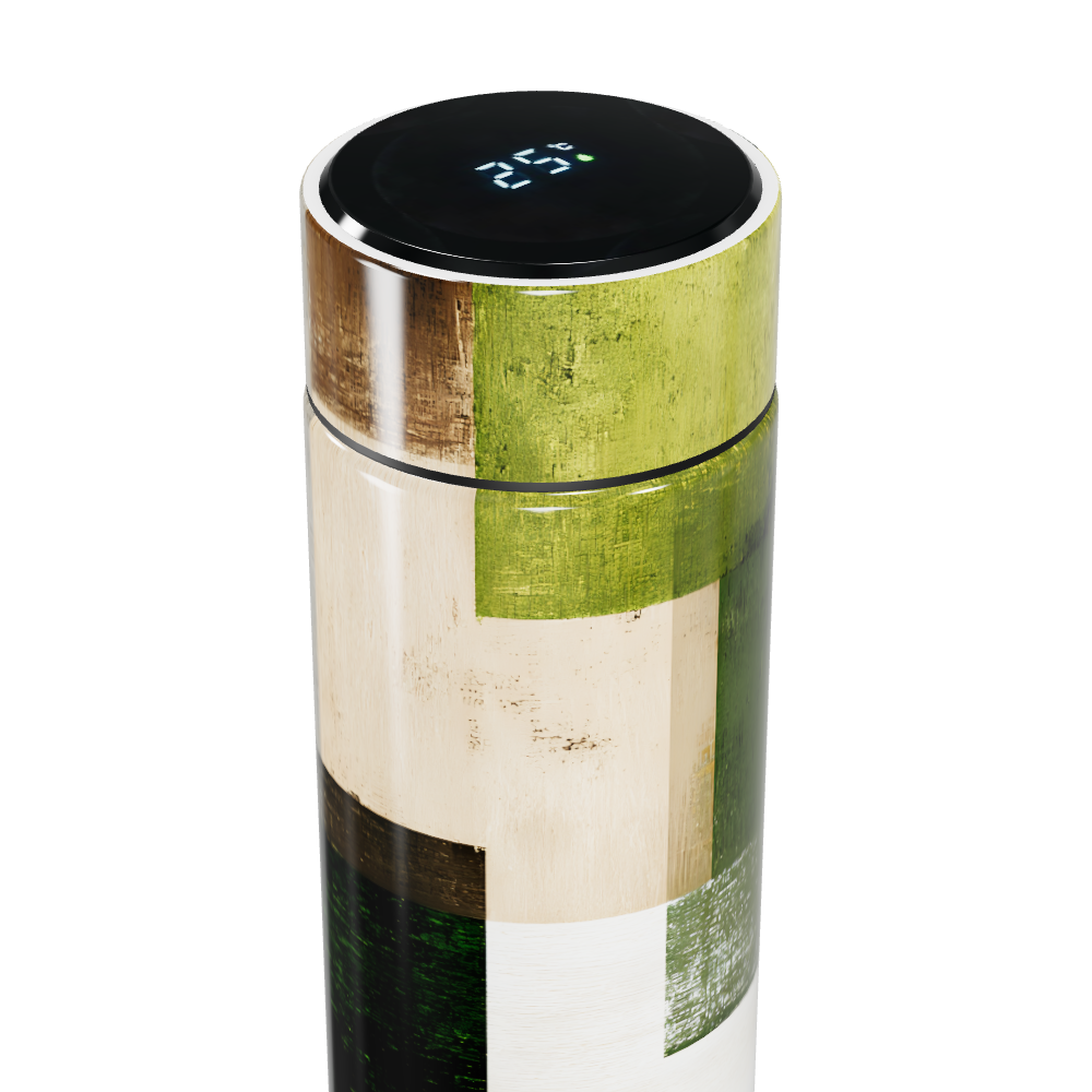 Garrafa Térmica Touch Estampa Verde e Branca