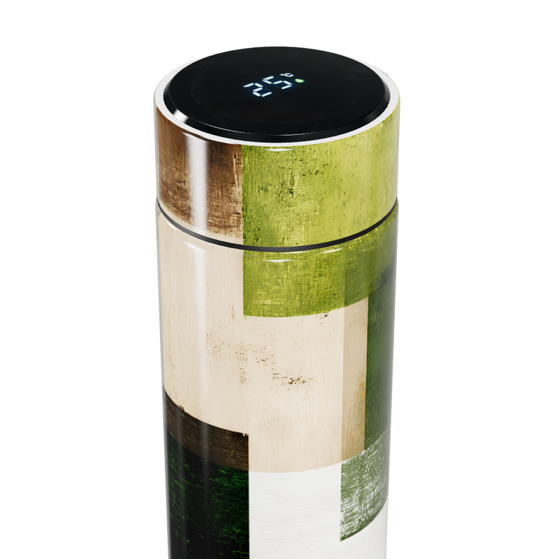 Garrafa Térmica Touch Estampa Verde e Branca