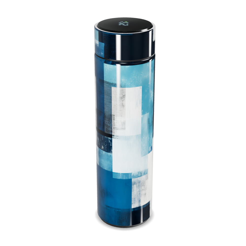 Garrafa Térmica Touch - Azul Abstrato Inox