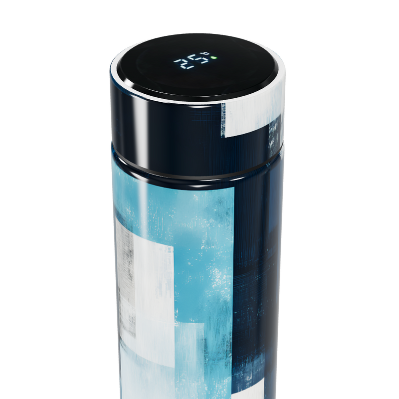 Garrafa Térmica Touch - Azul Abstrato Inox