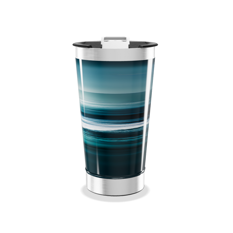 Copo Térmico - Azul com Estampa Ondulada