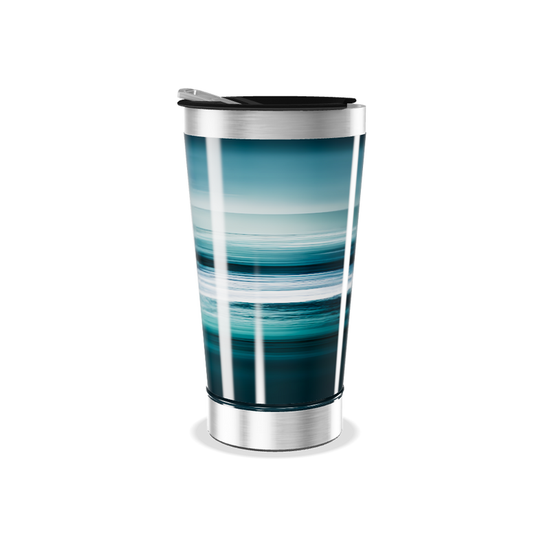 Copo Térmico - Azul com Estampa Ondulada