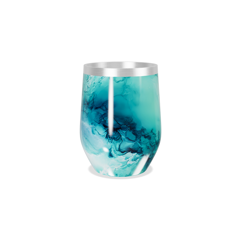Copo Térmico Slim - Mármore Turquesa Aço Inox