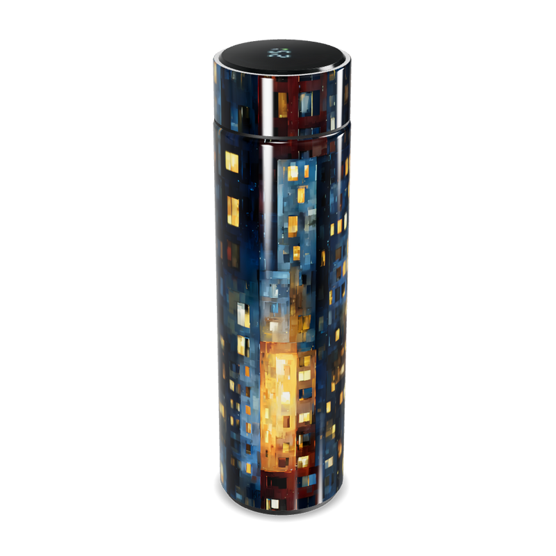 Garrafa Térmica Touch - Estampa Urbana LED