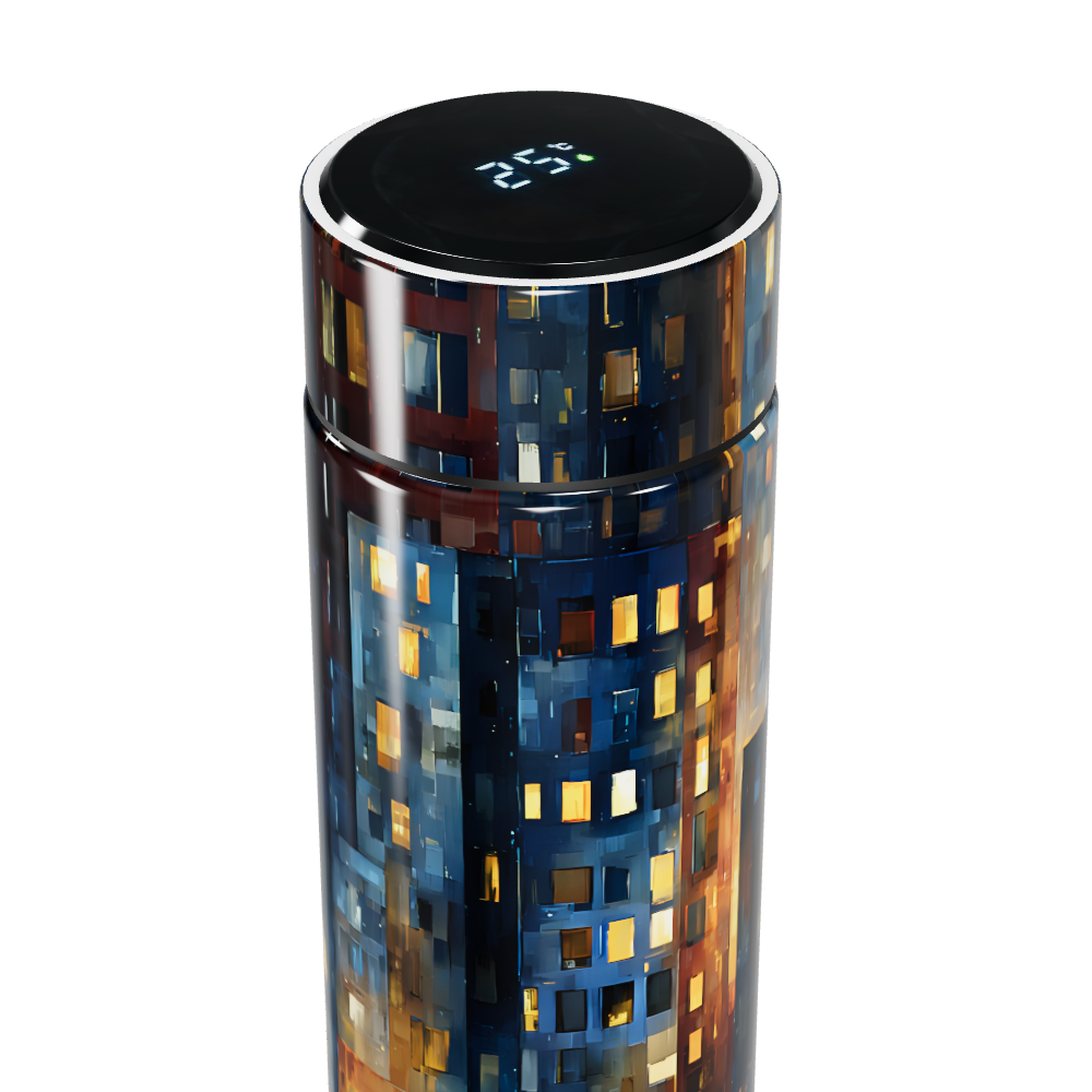 Garrafa Térmica Touch - Estampa Urbana LED