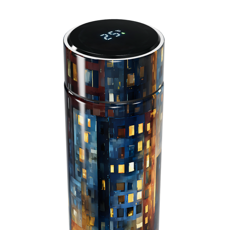 Garrafa Térmica Touch - Estampa Urbana LED